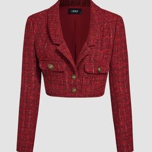 Cider Red Tweed Cropped Blazer